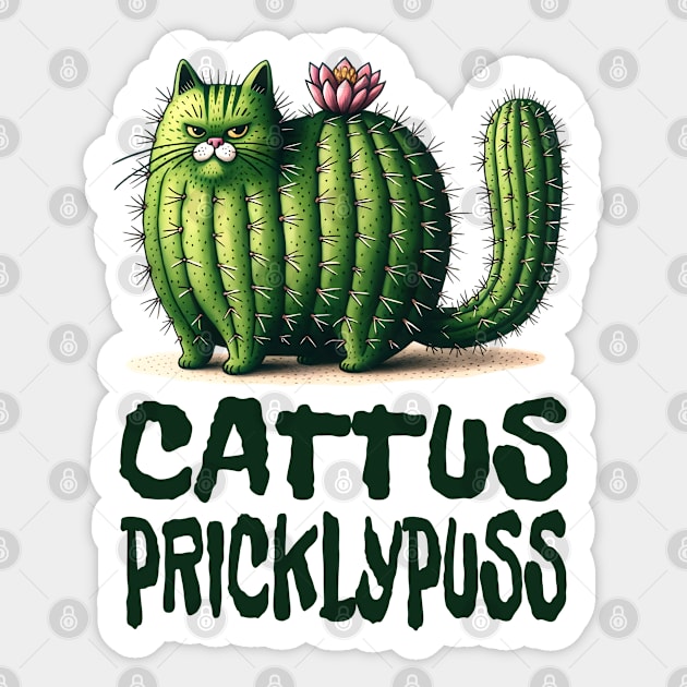 Cat Cactus: The Cattus Pricklypuss funny cat succulent design Sticker by Luxinda
